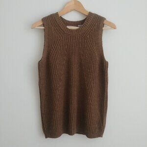 Philosophy sleeveless thick knit sweater olive brown Medium